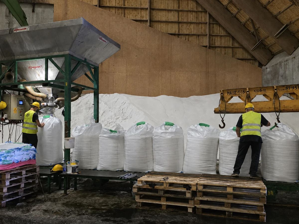 Mobili birių produktų fasavimo įranga sandėlyje — didmaišių pildymas